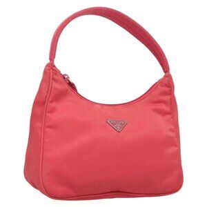 PRADA Accessory Pouch Nylon Pink Silver Auth 131374